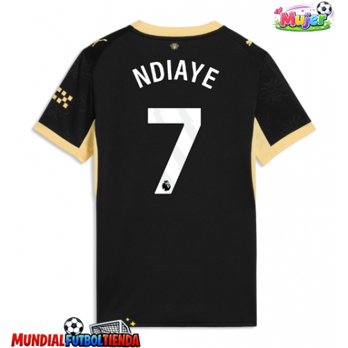 Camiseta Manchester City Iliman Ndiaye #7 Segunda Equipación Replica 2026-27 para mujer mangas cortas
